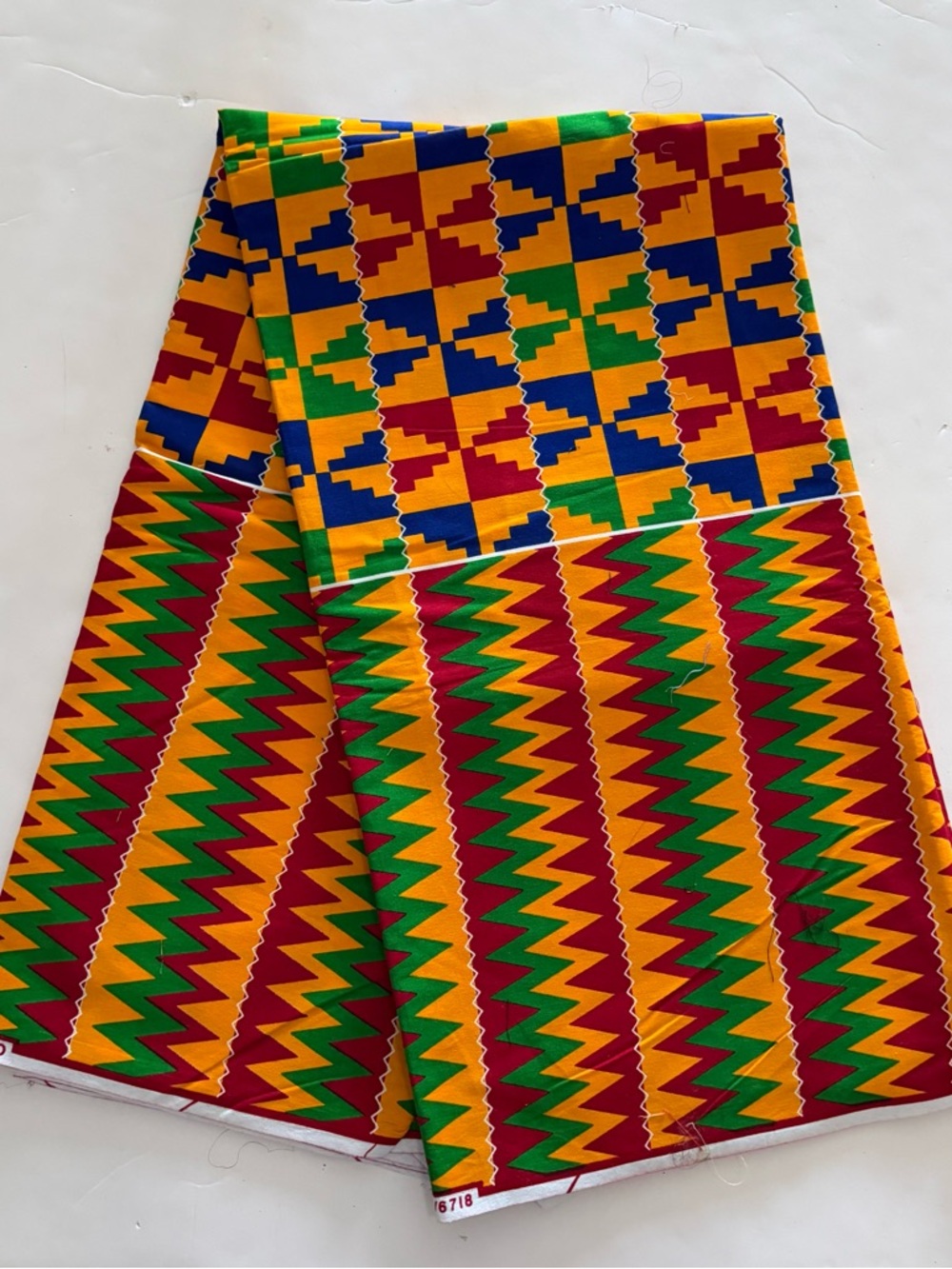 Yellow, Red, Green and Blue African Kente Print Cotton Fabric